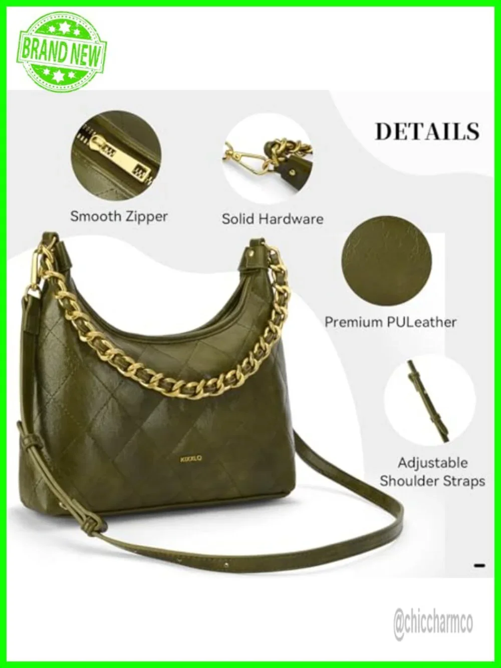 Vegan Leather Crescent Shoulder Bag Small Hobo Crossbody Purse